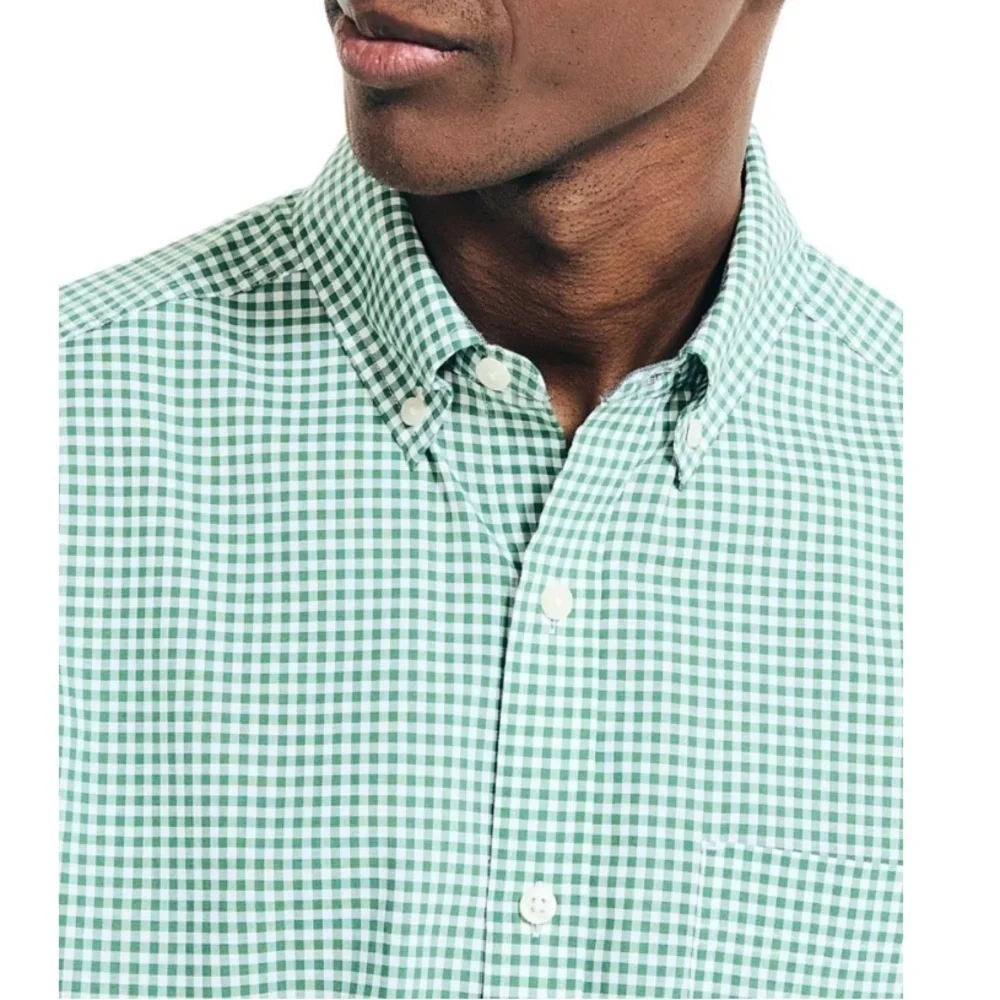 J. Crew Secret Wash Organic Cotton Poplin Button Down Shirt For Men Gingham XL